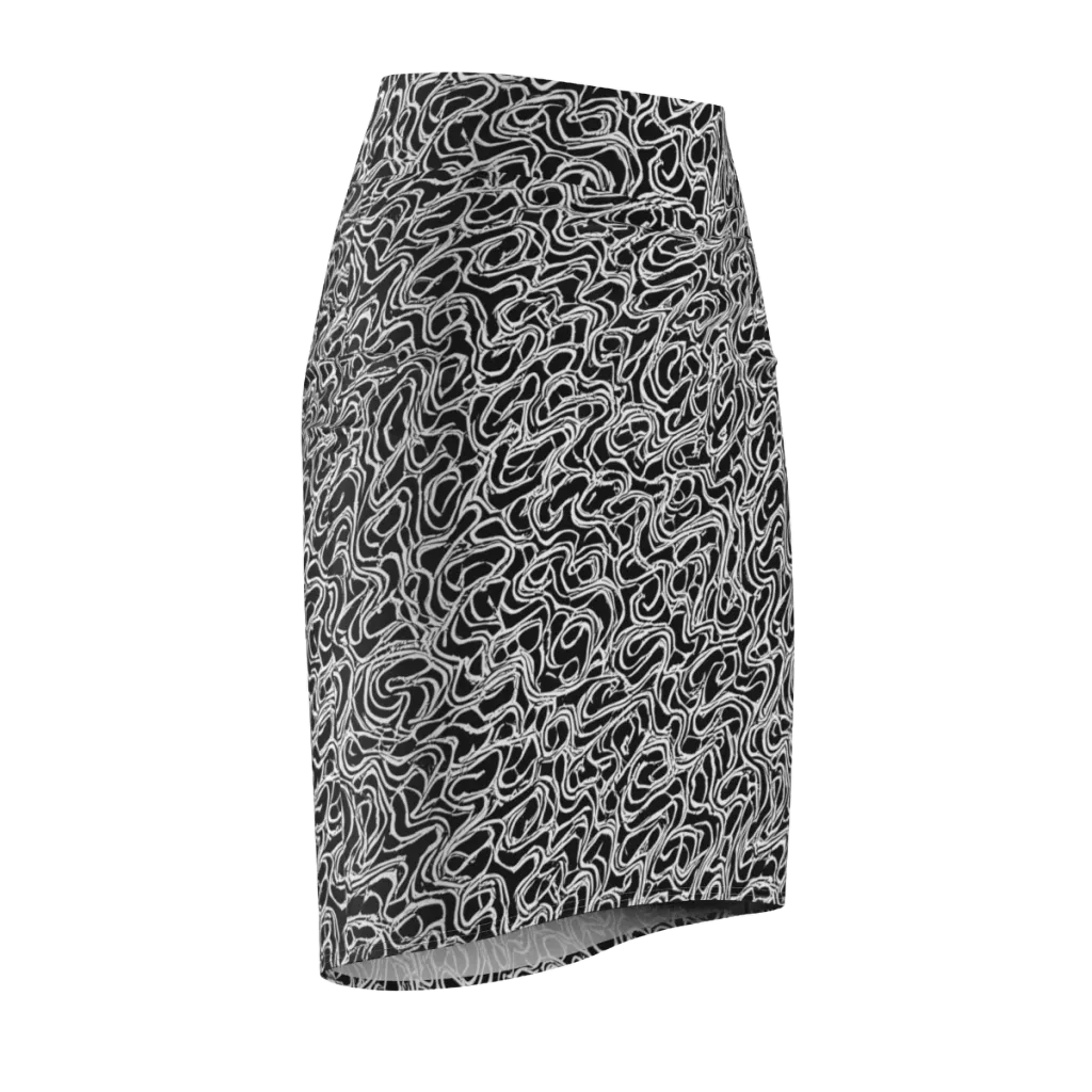 Inkstorm Labyrinth on Pencil Skirt — Front Side