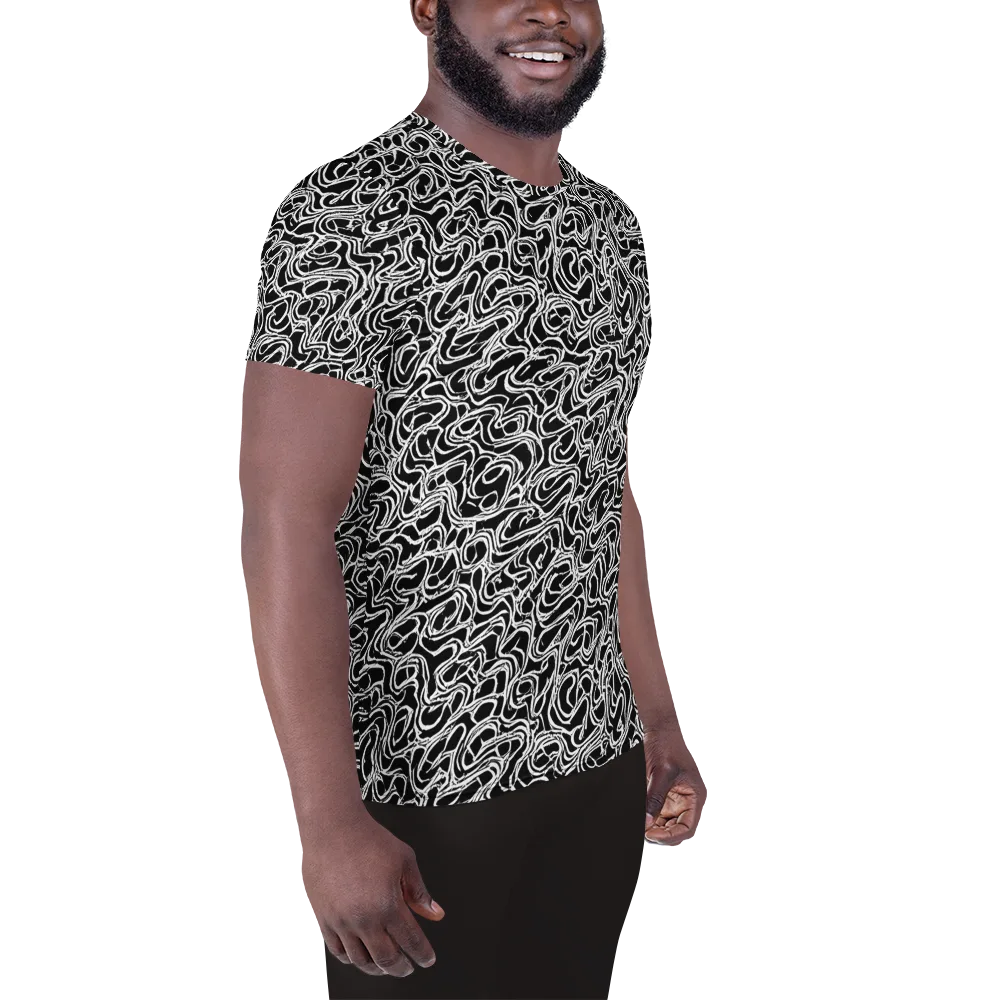 Inkstorm Labyrinth on Men's Athletic T-Shirt — Right