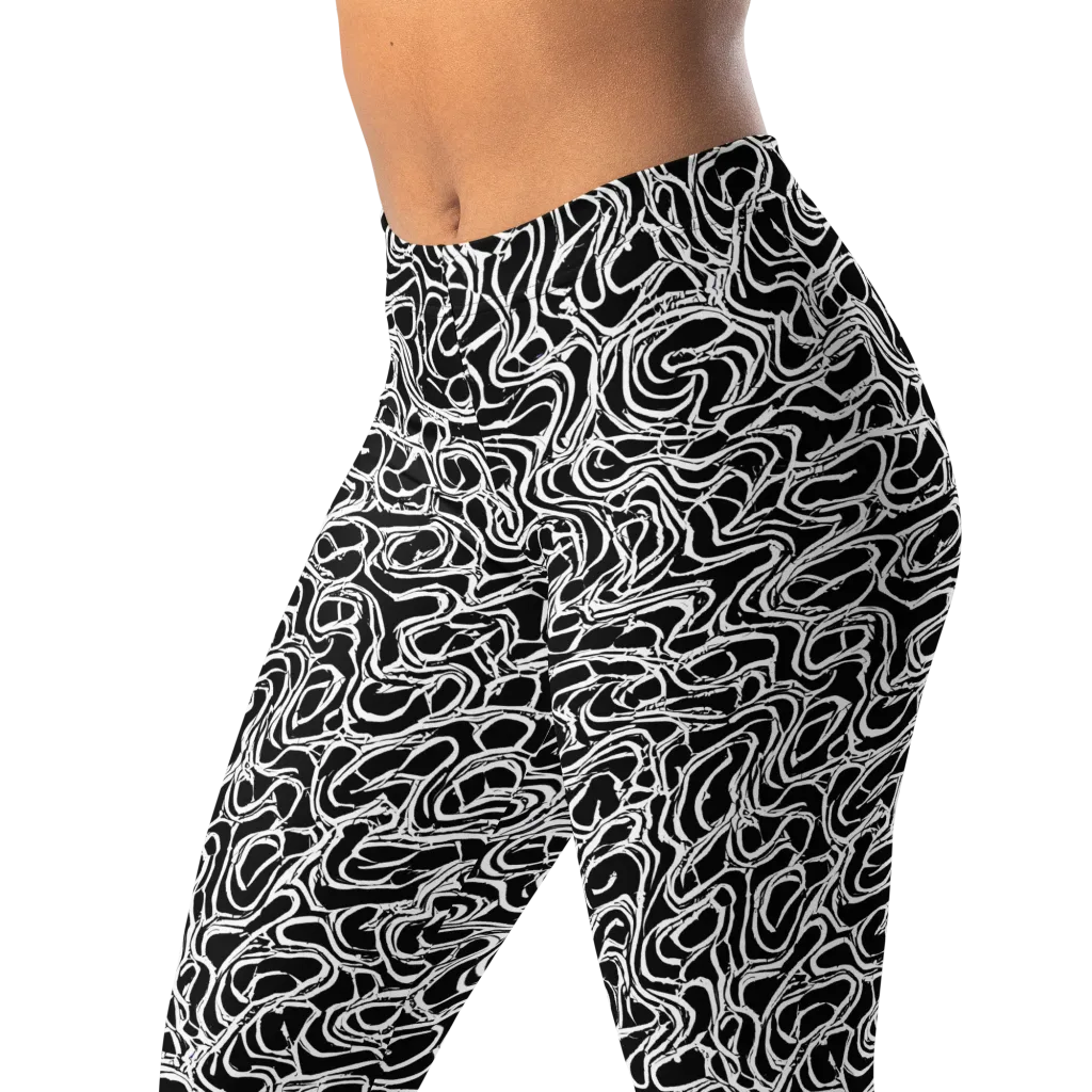 Inkstorm Labyrinth on Leggings — Left Front