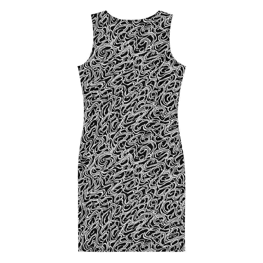 Inkstorm Labyrinth on Bodycon Dress — Back