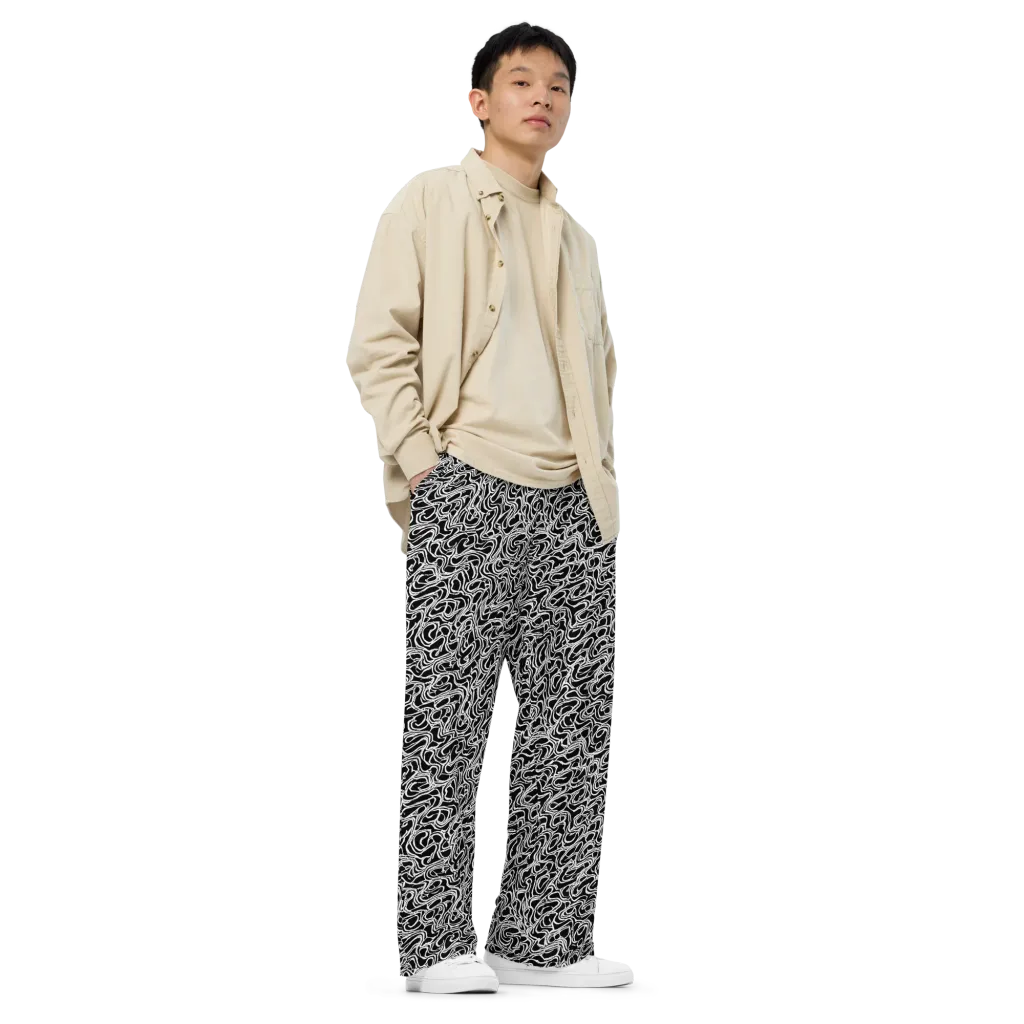 Inkstorm Labyrinth on Wide-Leg Pants — Right Front