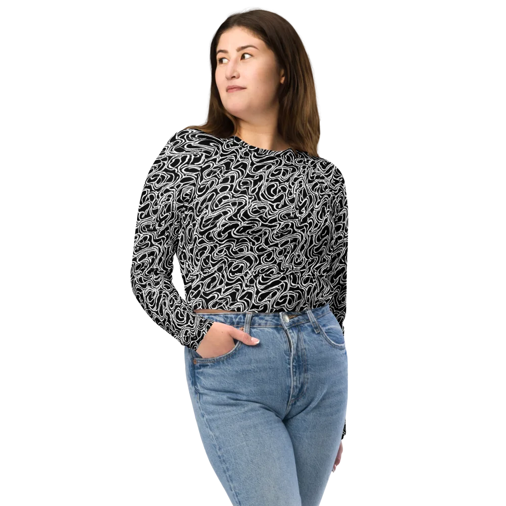 Inkstorm Labyrinth on Long Sleeve Crop Top — Front