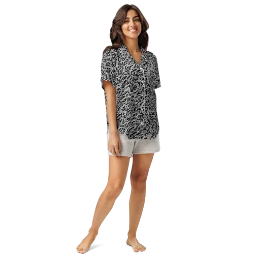 Inkstorm Labyrinth on a Women's Short Sleeve Pajama Top