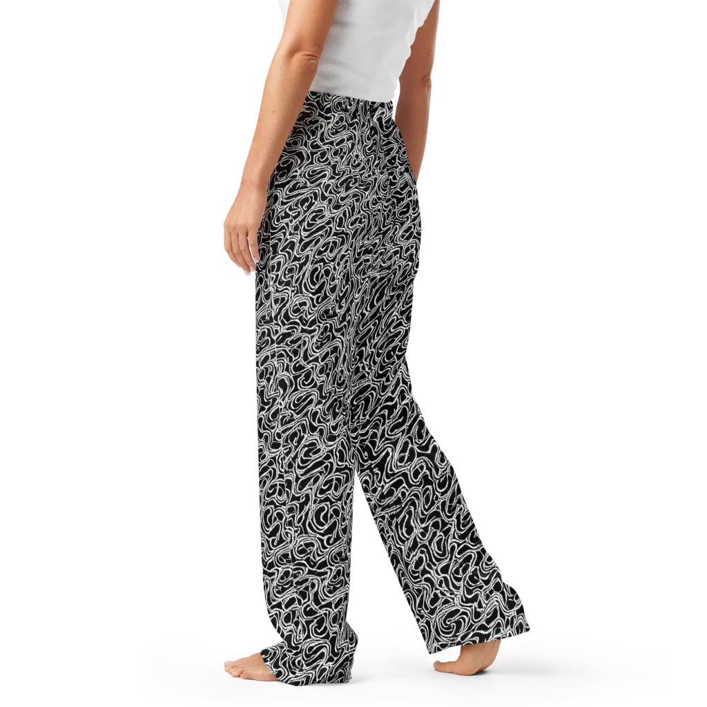 Inkstorm Labyrinth on Women's Pajama Pants — Left