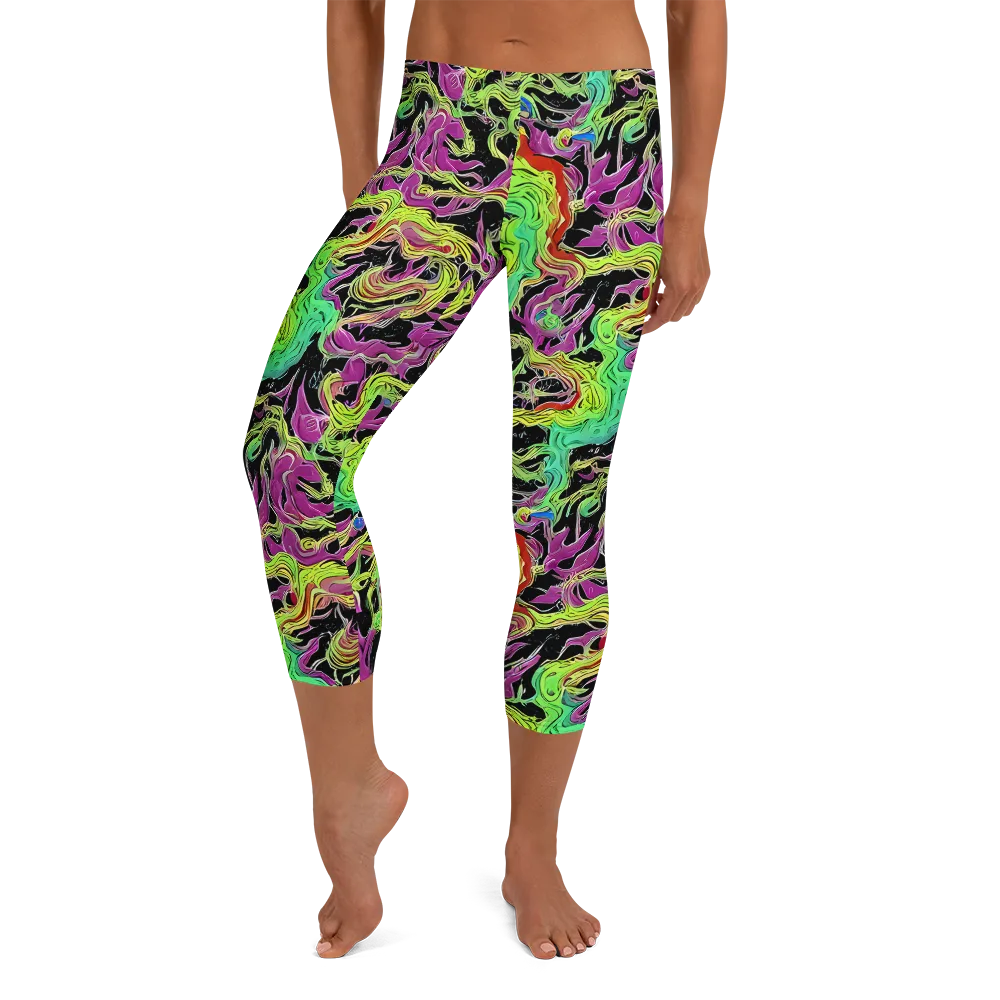 Limefire Spiral on Capri Leggings — Front