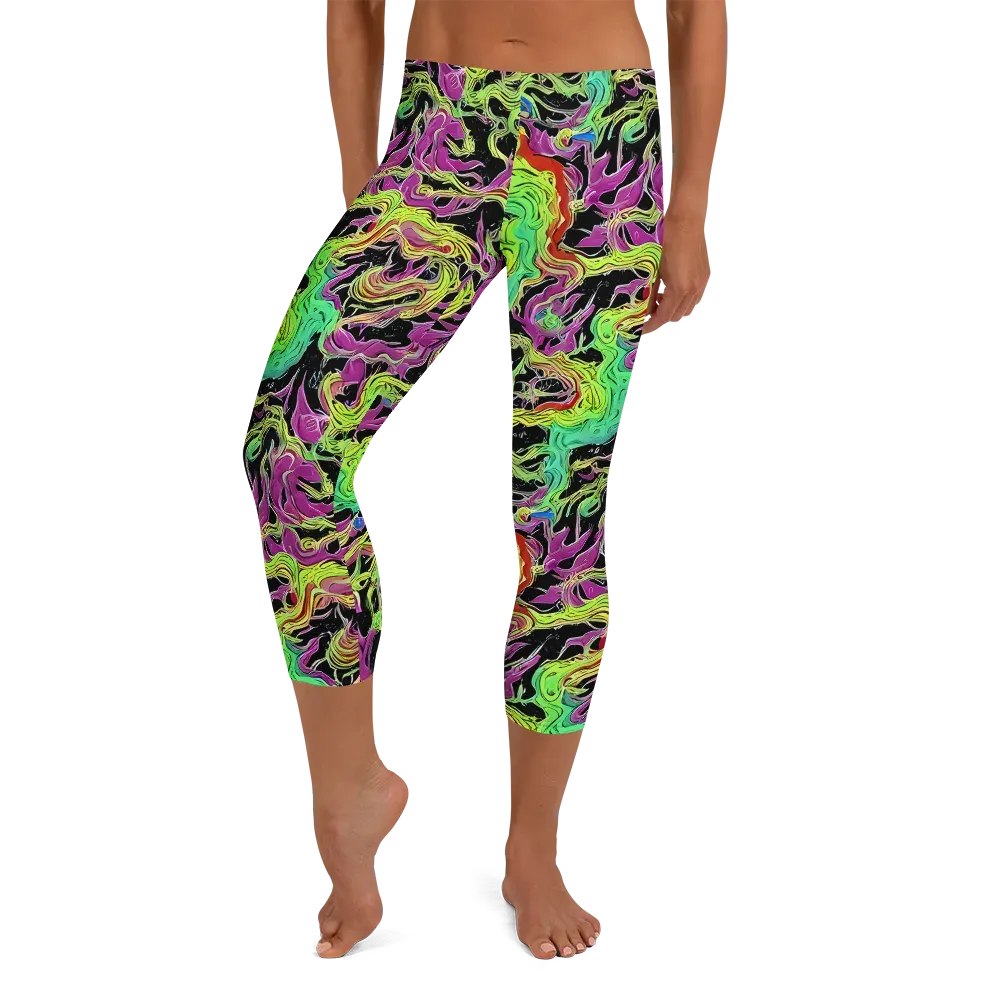 Limefire Spiral on Capri Leggings — Front
