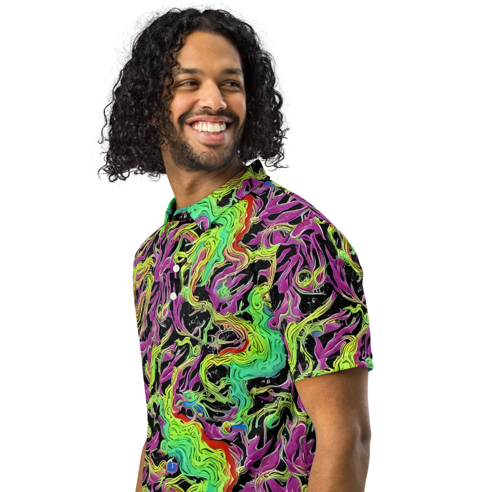 Limefire Spiral on Men's Slim Fit Polo Shirt — Left Front