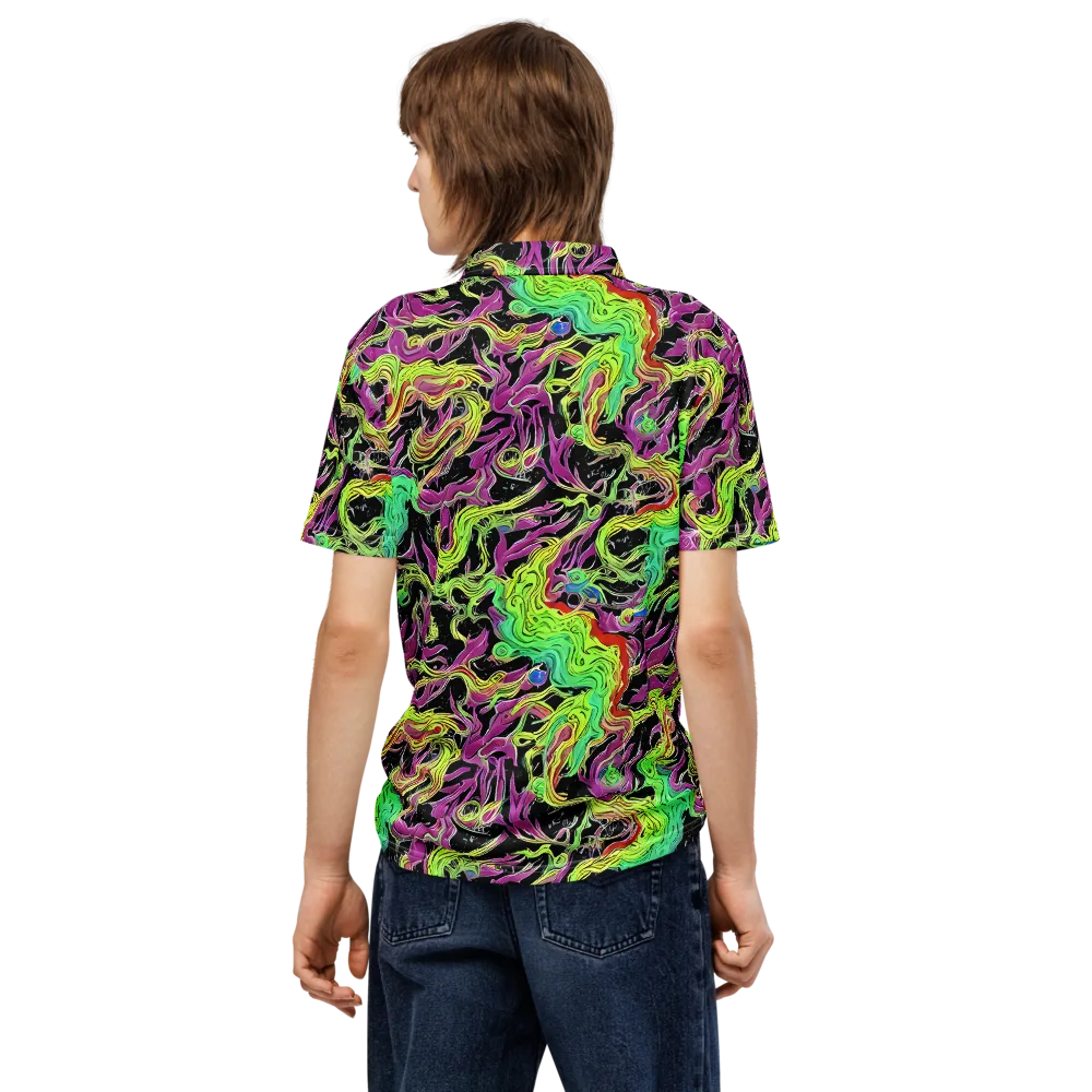 Limefire Spiral on Men's Slim Fit Polo Shirt — Back