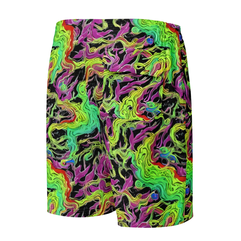 Limefire Spiral on Men's Board Shorts — Back