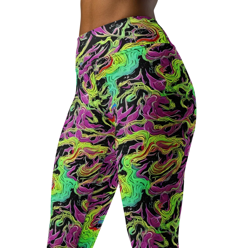 Limefire Spiral on Yoga Leggings — Left Front