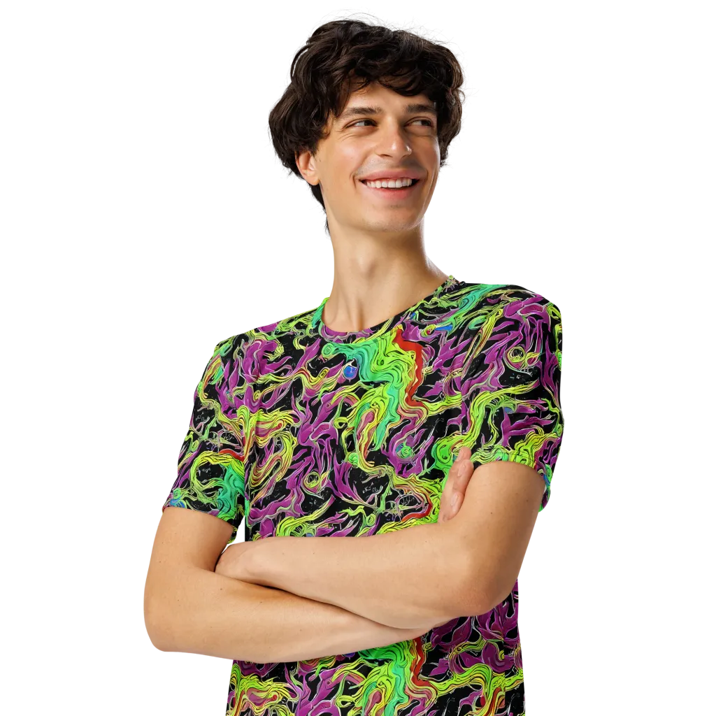 Limefire Spiral on Men's Crew Neck T-Shirt — Left Front