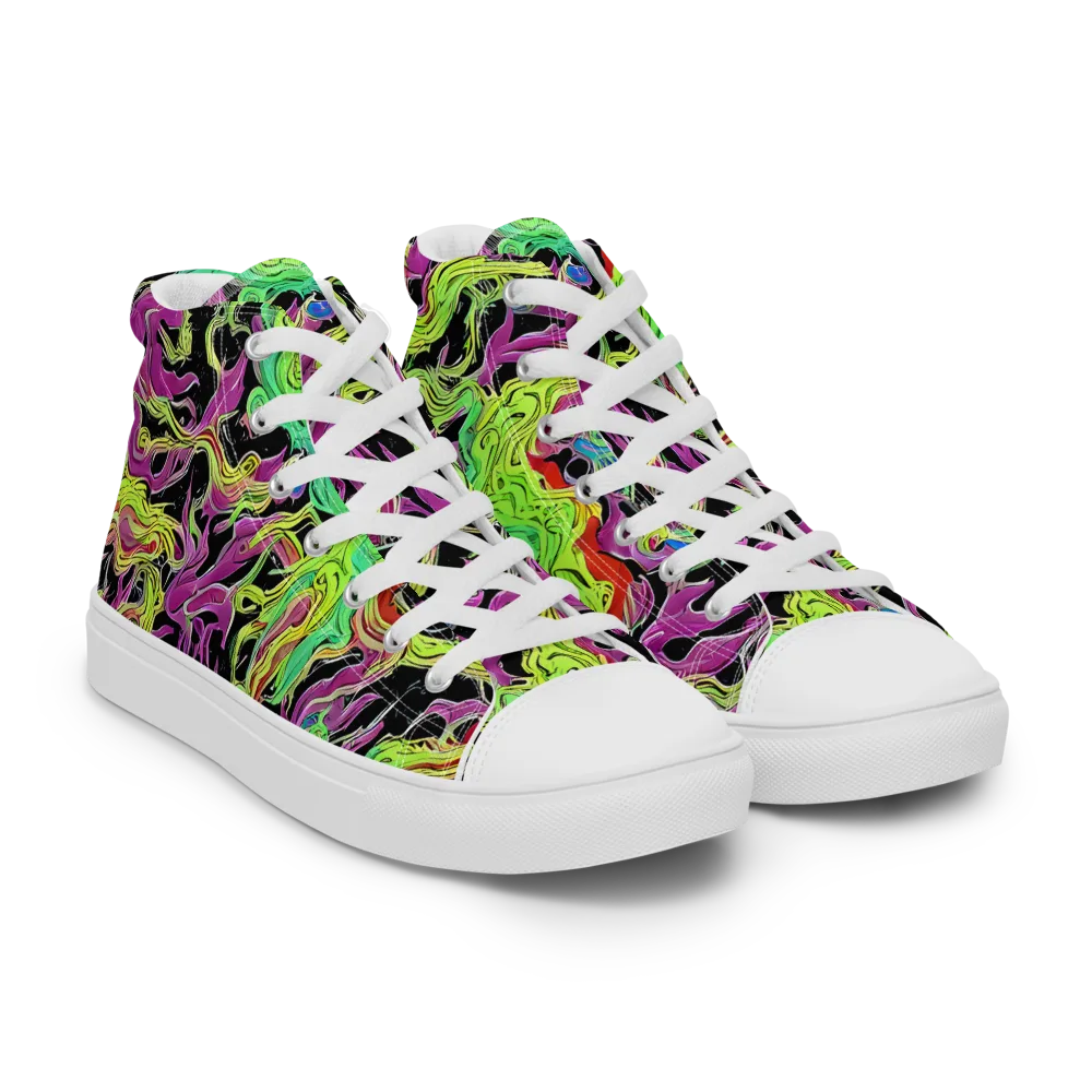 Limefire Spiral on Men's High Top Canvas Shoes — Right Front