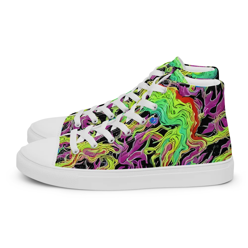 Limefire Spiral on Men's High Top Canvas Shoes — Left