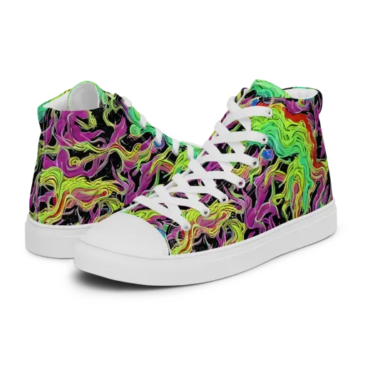 Limefire Spiral on a Men's High Top Canvas Shoes