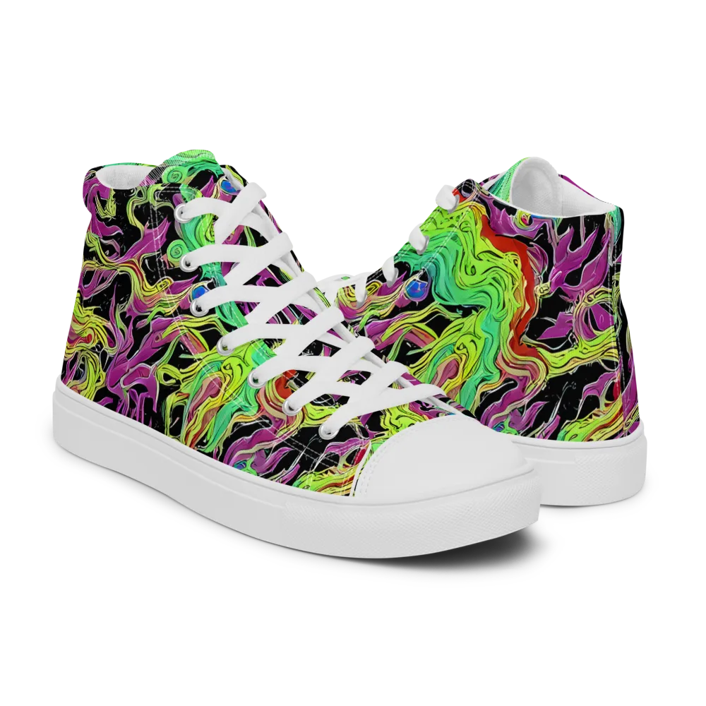 Limefire Spiral on Men's High Top Canvas Shoes — Right