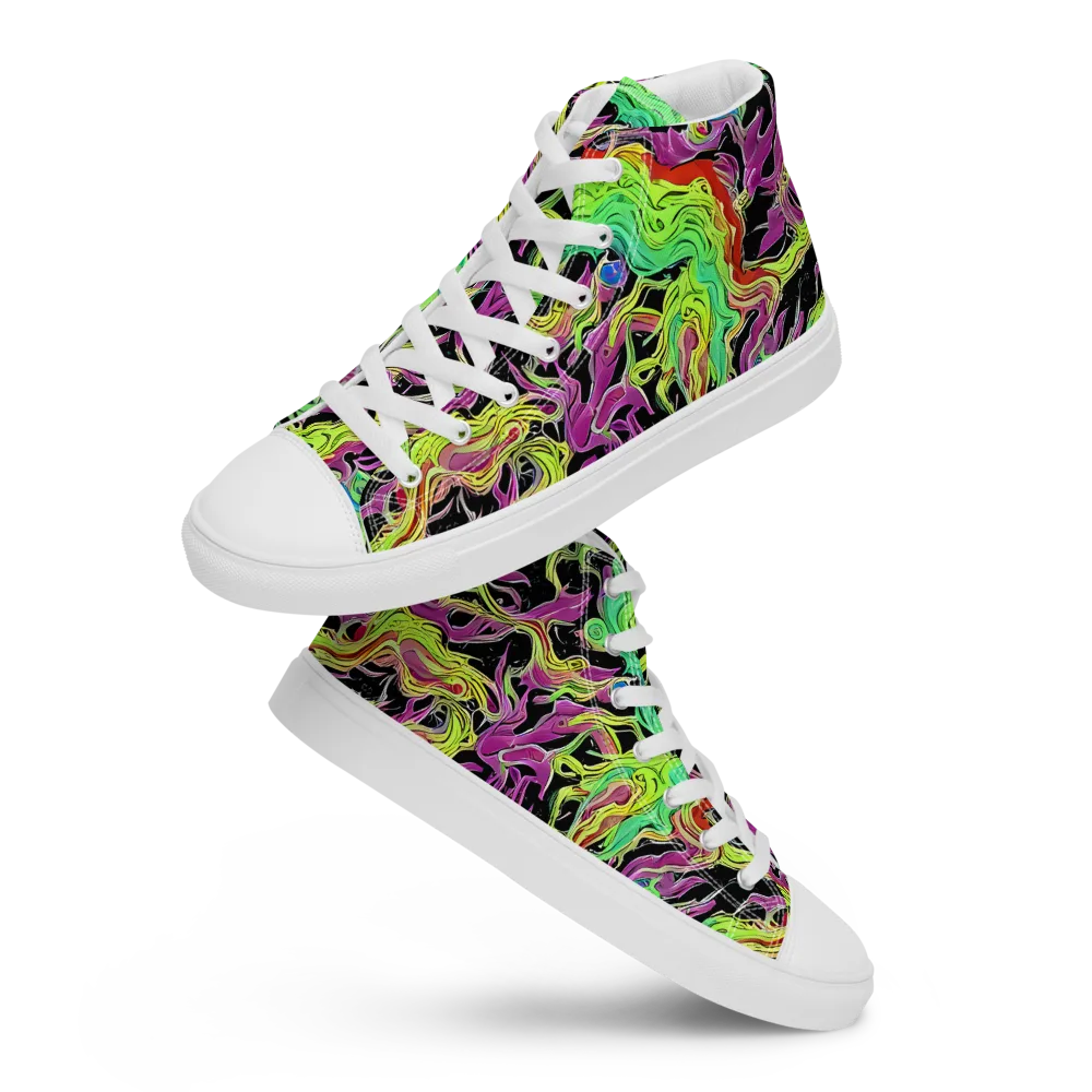 Limefire Spiral on Men's High Top Canvas Shoes — Front