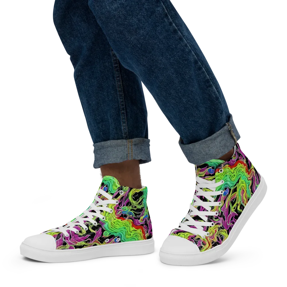 Limefire Spiral on Men's High Top Canvas Shoes — Left
