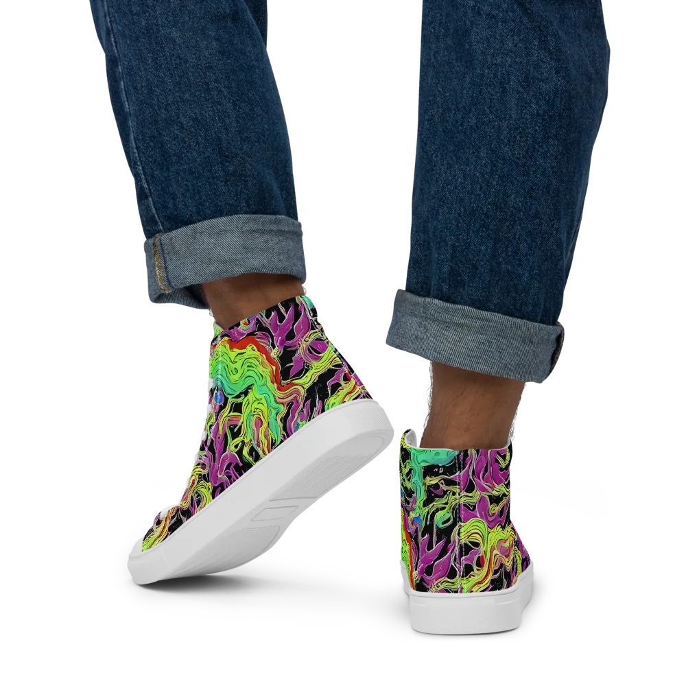 Limefire Spiral on Men's High Top Canvas Shoes — Back