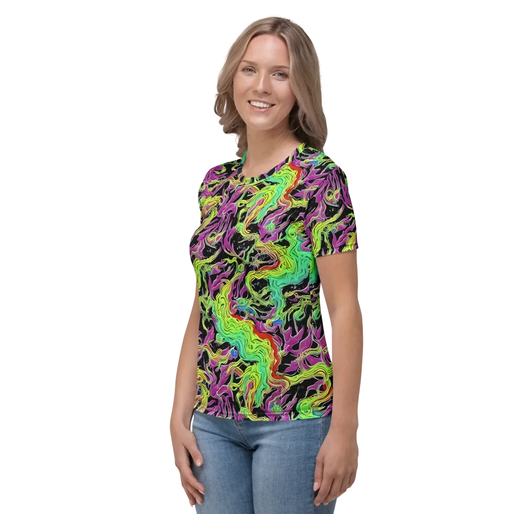Limefire Spiral on Women's Crew Neck T-Shirt — Left