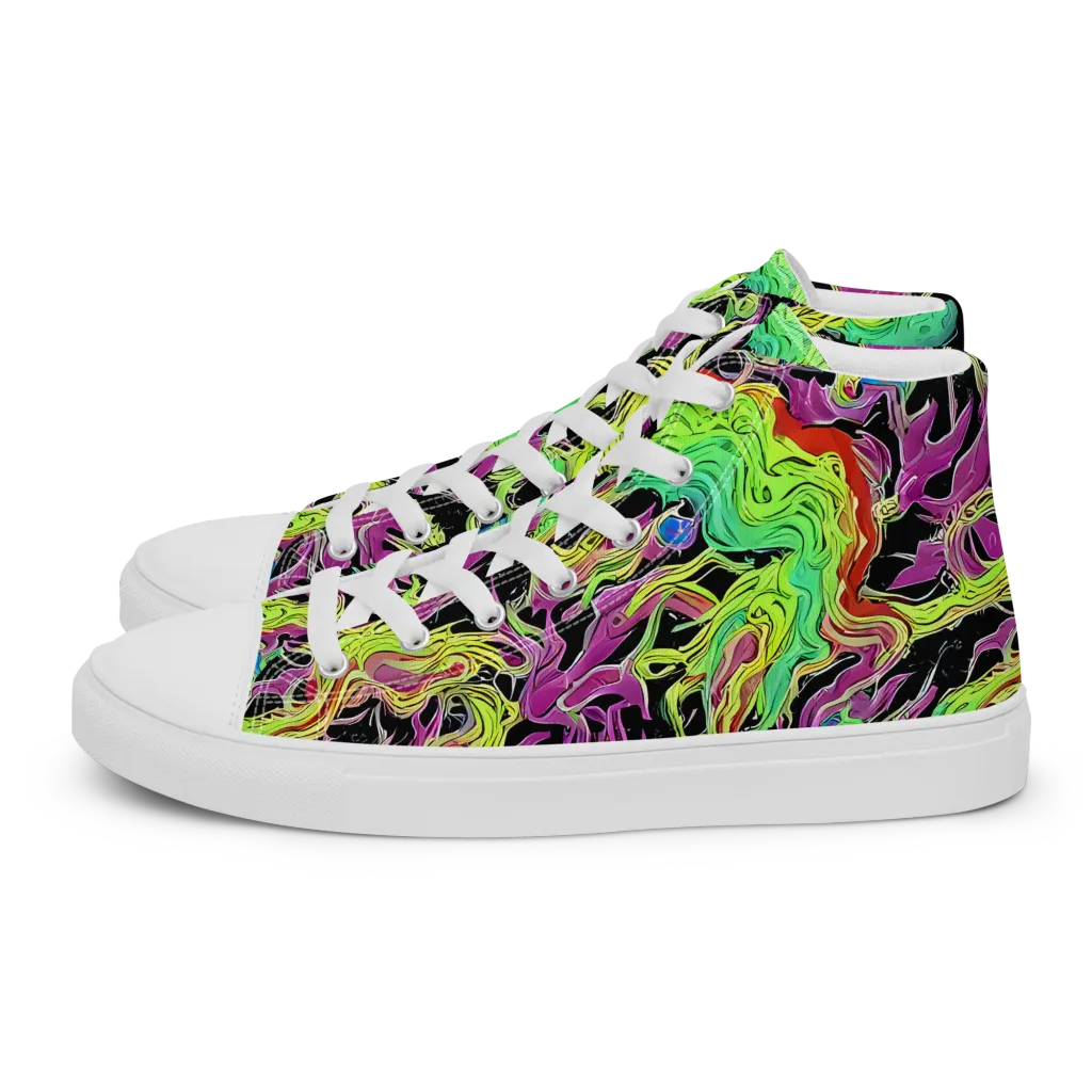 Limefire Spiral on Women's High Top Canvas Shoes — Left