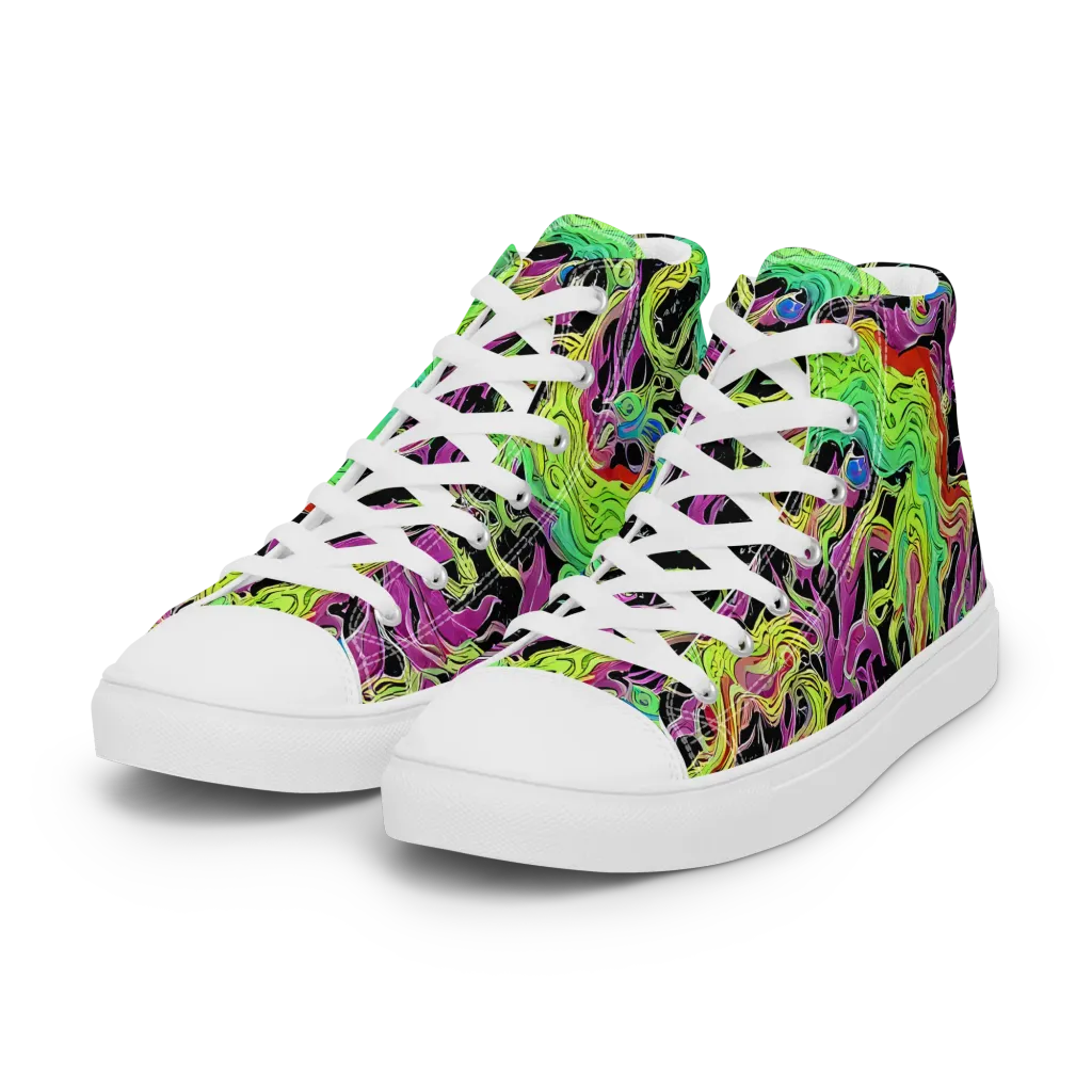 Limefire Spiral on Women's High Top Canvas Shoes — Left Front