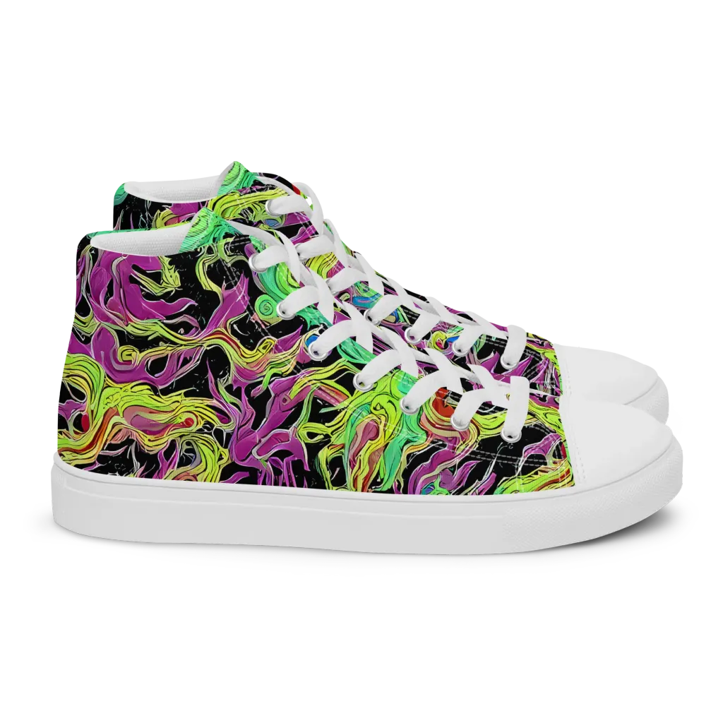 Limefire Spiral on Women's High Top Canvas Shoes — Right