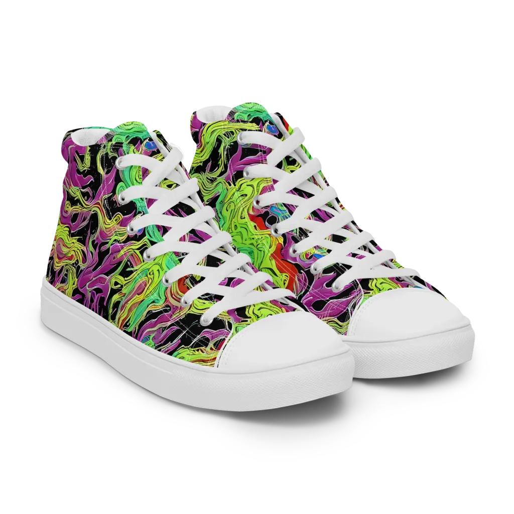 Limefire Spiral on Women's High Top Canvas Shoes — Right Front