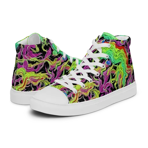 Limefire Spiral on a Women's High Top Canvas Shoes