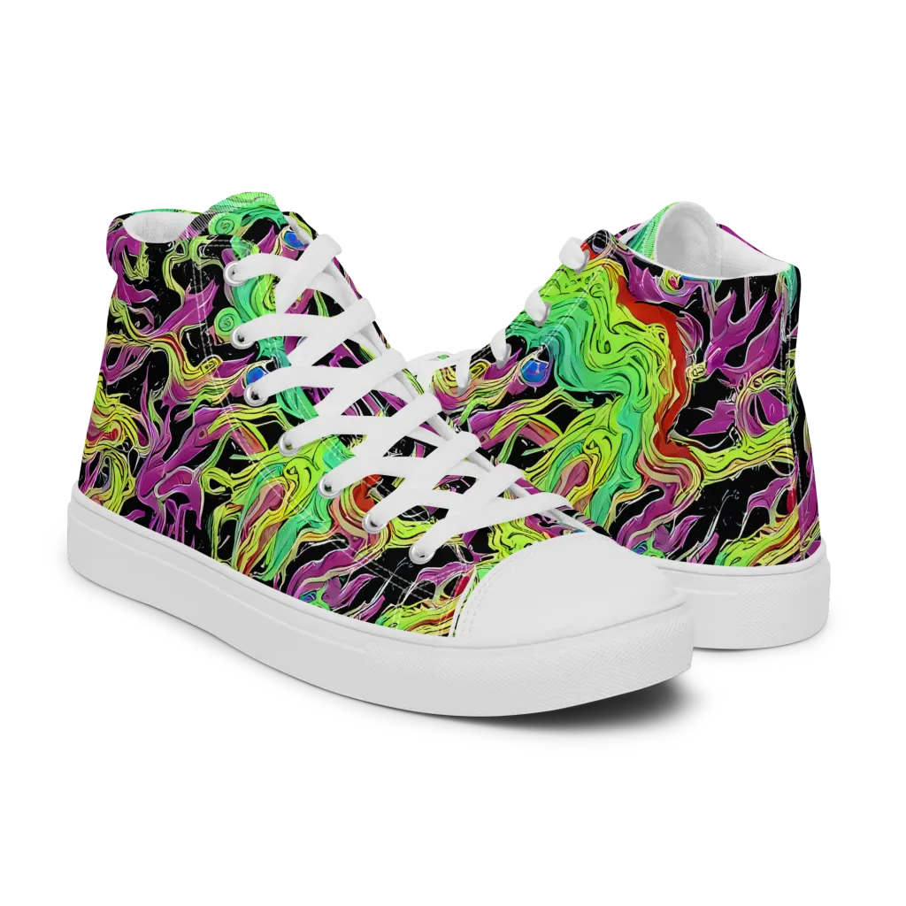 Limefire Spiral on Women's High Top Canvas Shoes — Right
