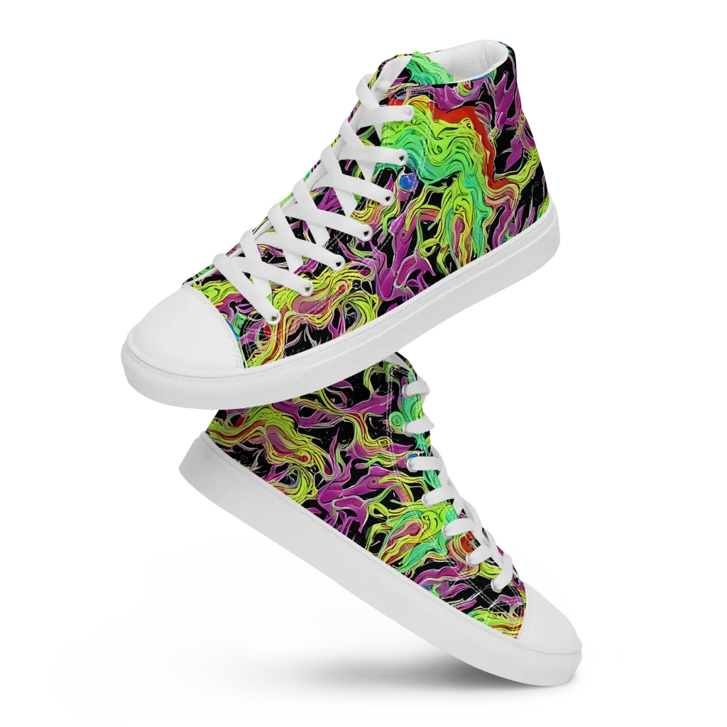 Limefire Spiral on Women's High Top Canvas Shoes — Front