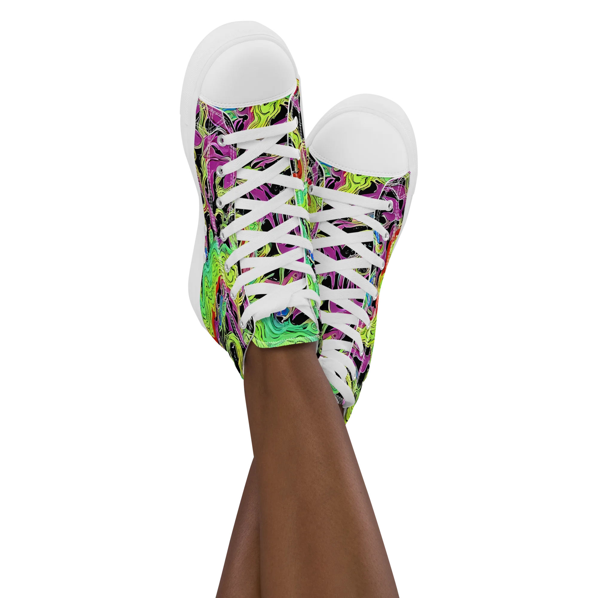 Limefire Spiral on Women's High Top Canvas Shoes — Front