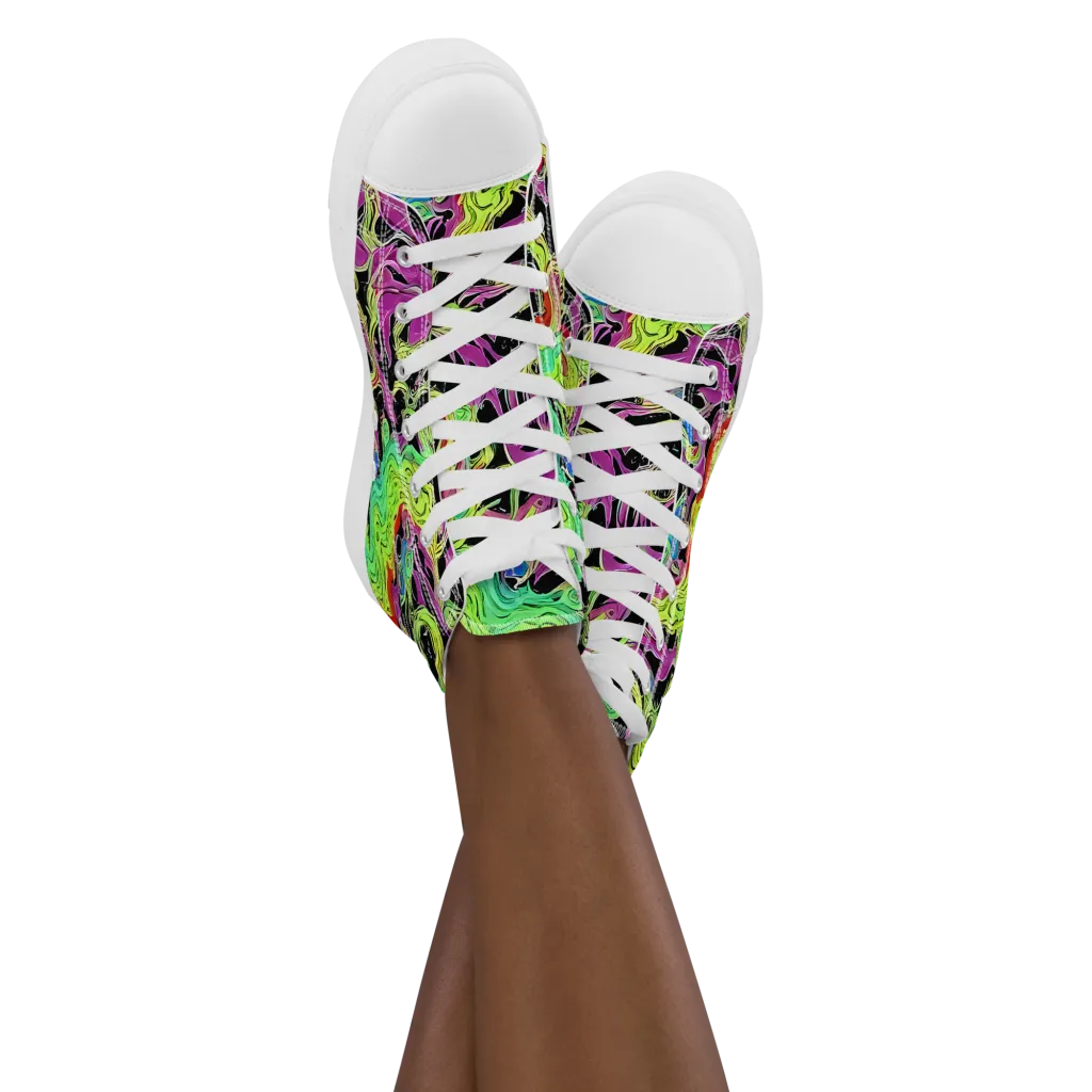 Limefire Spiral on Women's High Top Canvas Shoes — Front