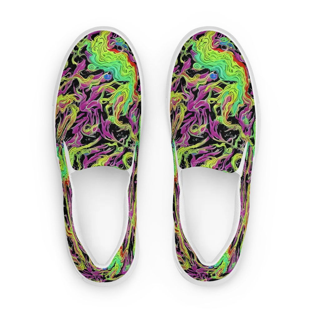 Limefire Spiral on Men's Slip-On Canvas Shoes — Front