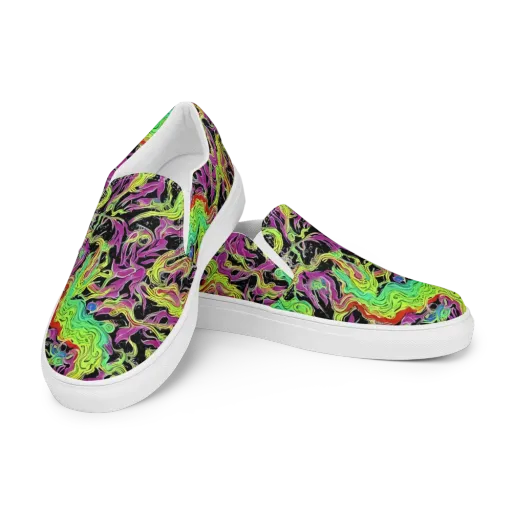 Limefire Spiral on a Men's Slip-On Canvas Shoes