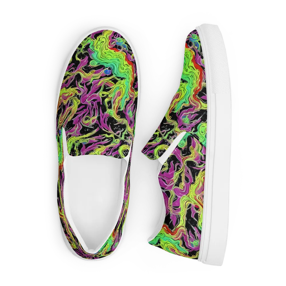 Limefire Spiral on Men's Slip-On Canvas Shoes — Front