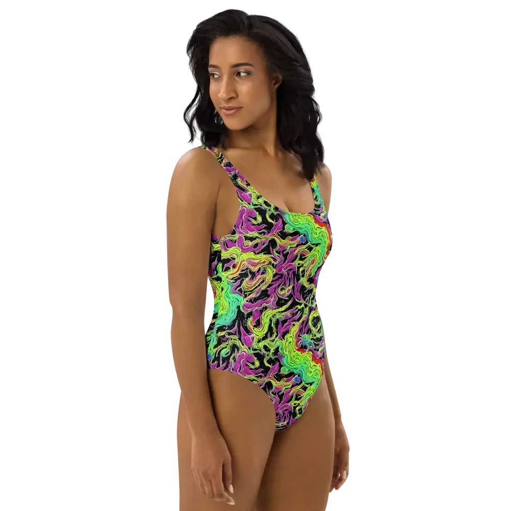 Limefire Spiral on One-Piece Swimsuit — Right