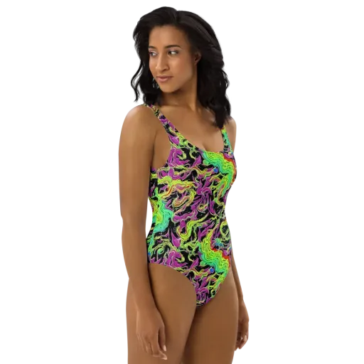 Limefire Spiral on a One-Piece Swimsuit