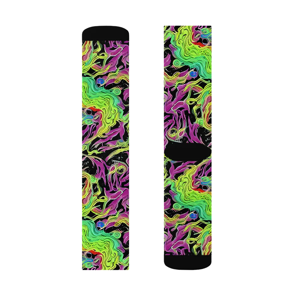 Limefire Spiral on Socks — Left Sock