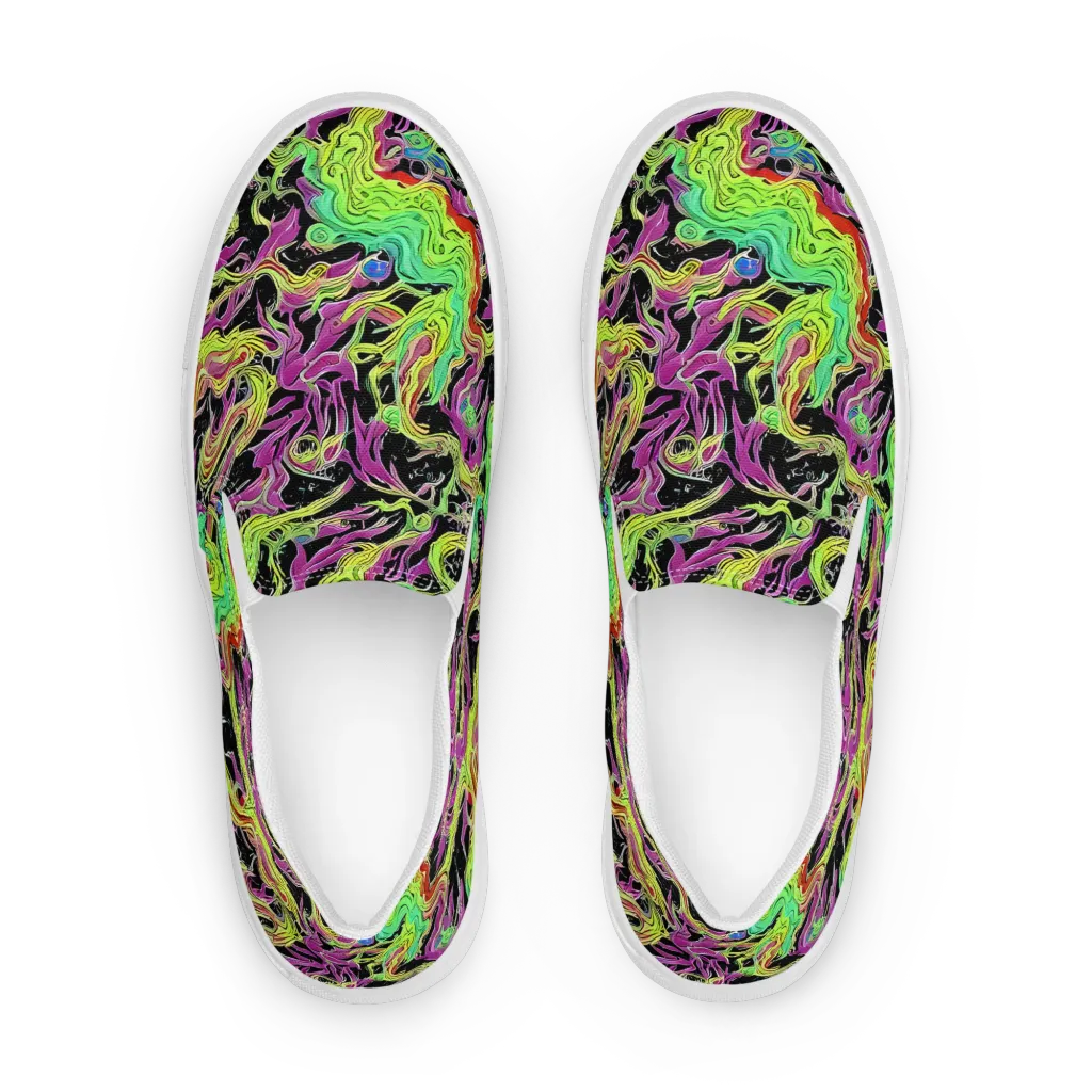 Limefire Spiral on Women's Slip-On Canvas Shoes — Front