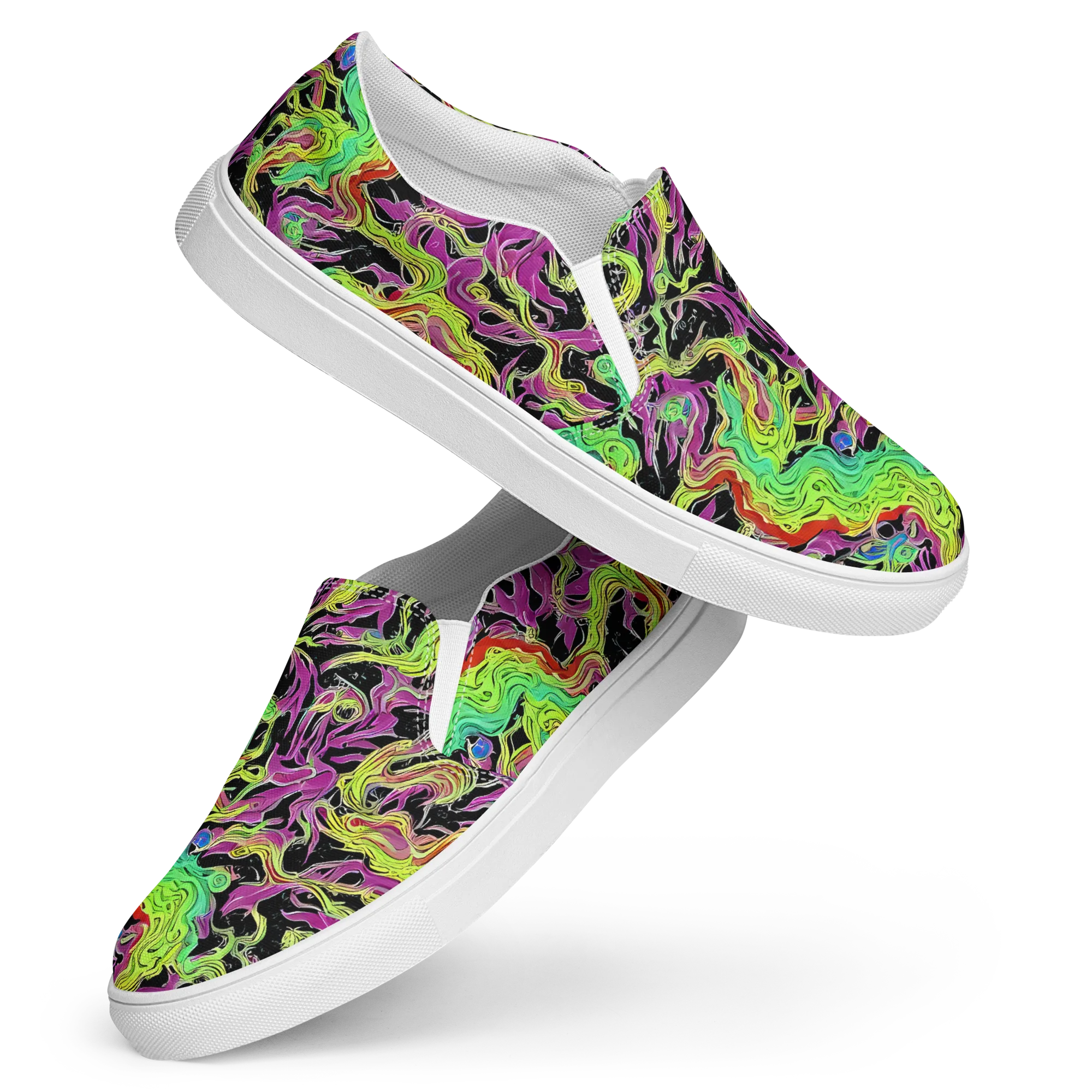 Limefire Spiral on Women's Slip-On Canvas Shoes — Front