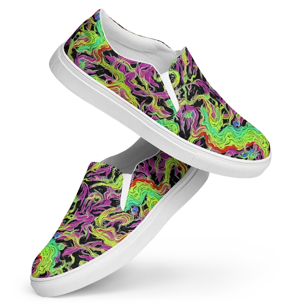 Limefire Spiral on Women's Slip-On Canvas Shoes — Front