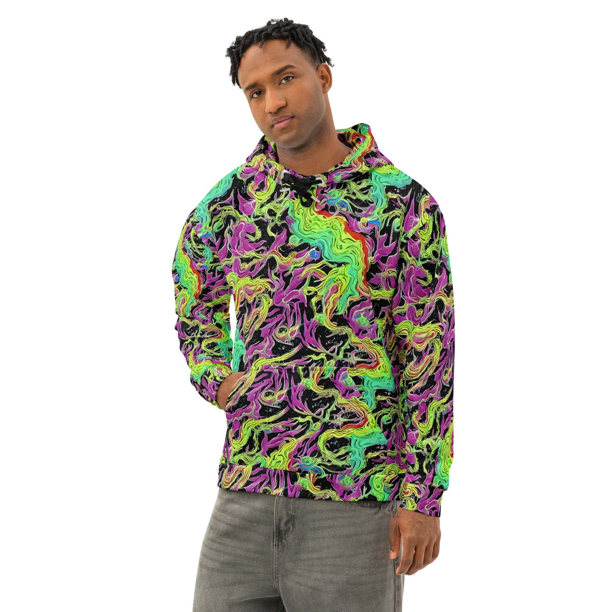Limefire Spiral on Cotton Hoodie — Left Front