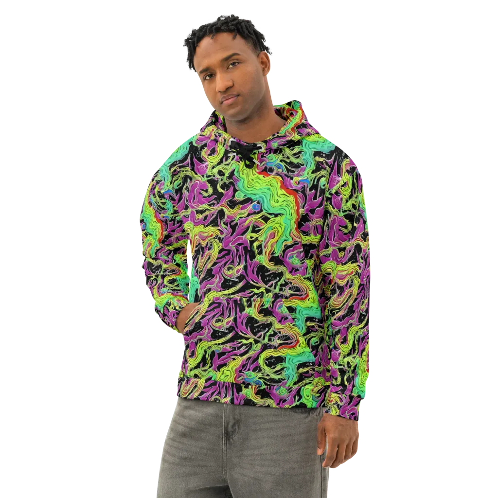Limefire Spiral on Cotton Hoodie — Left Front