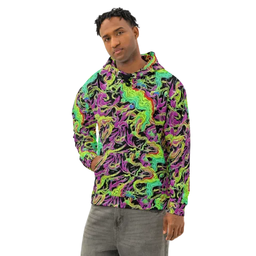 Limefire Spiral on a Cotton Hoodie