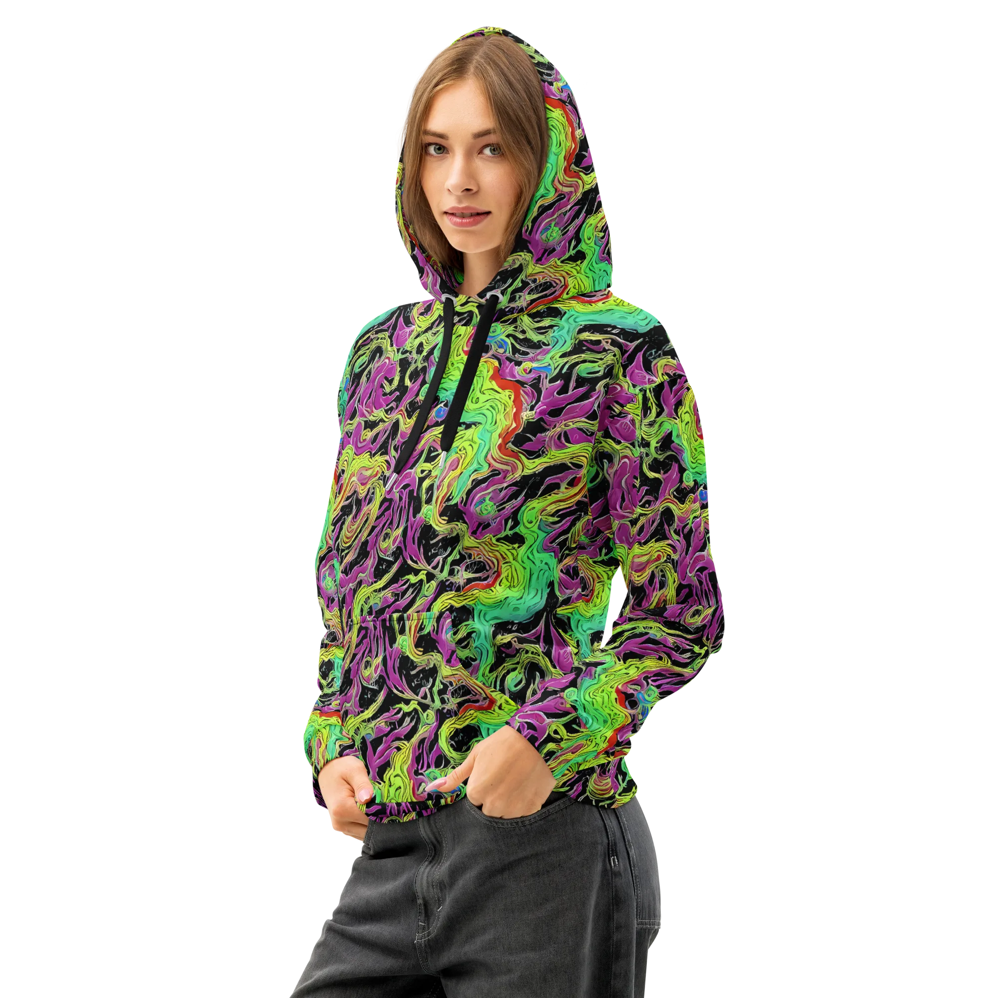 Limefire Spiral on Cotton Hoodie — Left Front