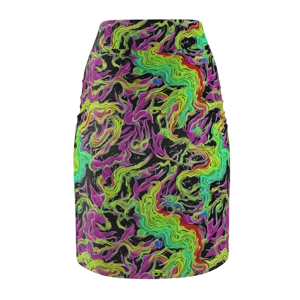 Limefire Spiral on Pencil Skirt — Back