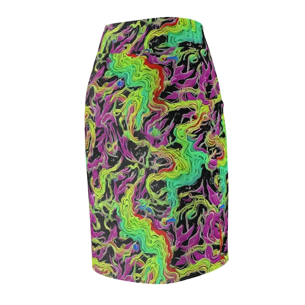 Limefire Spiral on Pencil Skirt — Back Side