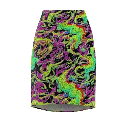 Limefire Spiral on a Pencil Skirt