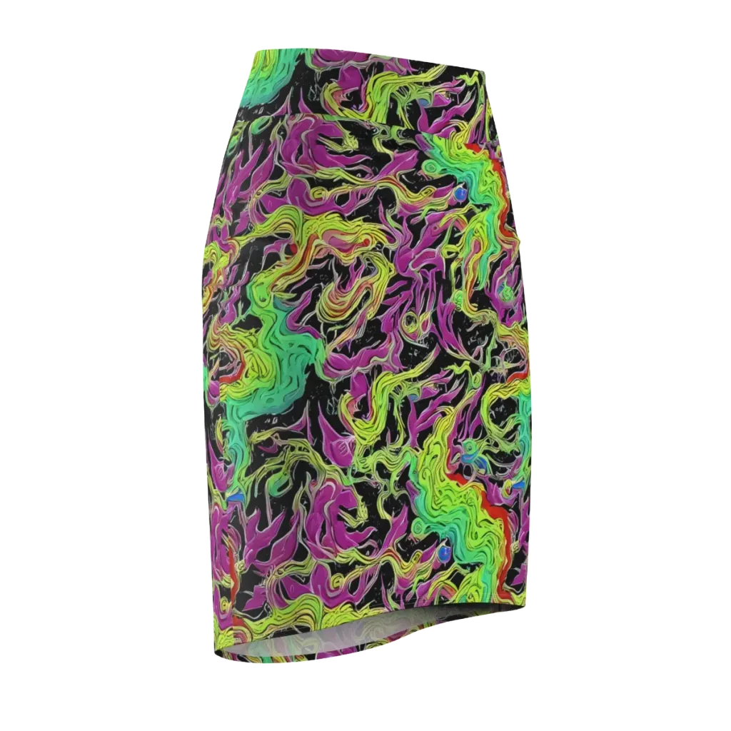 Limefire Spiral on Pencil Skirt — Front Side