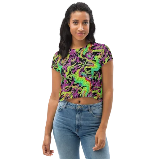 Limefire Spiral on a Crop Tee